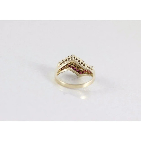 10k Yellow Gold Natural Ruby Diamond Band Ring Size 6 - Picture 10 of 11